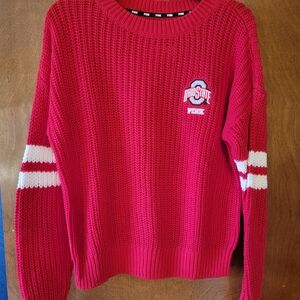 NWT VS PINK red Ohio State Sweater with White Stripes